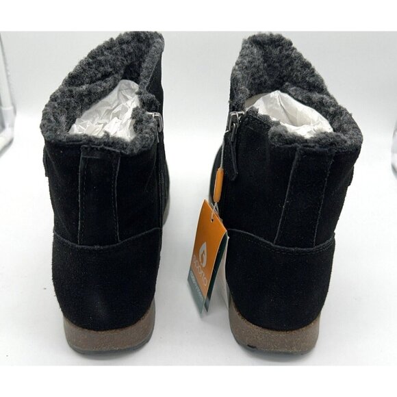 Sporto Womens Suede Bootie Shoes Black w Faux Fur Toggle Accent Side Zip Cork 9W - Picture 6 of 10